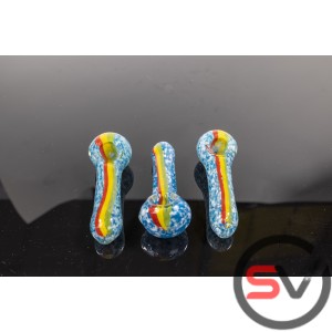 LIGHT BLUE AND WHITE FRIT PIPE WITH RASTA LINE 4inch 3CT/PK